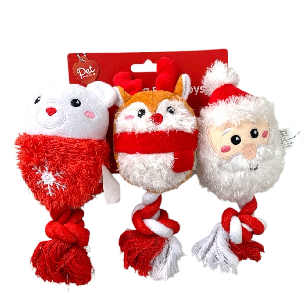 Christmas dog squeaky rope toys